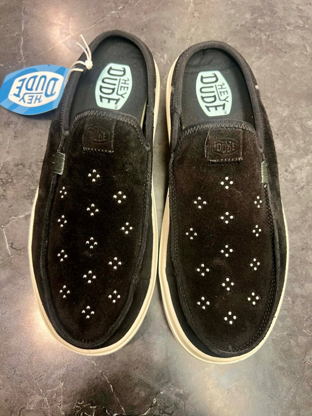 Hey Dude Black Suede Perforated Slip-On Loafers